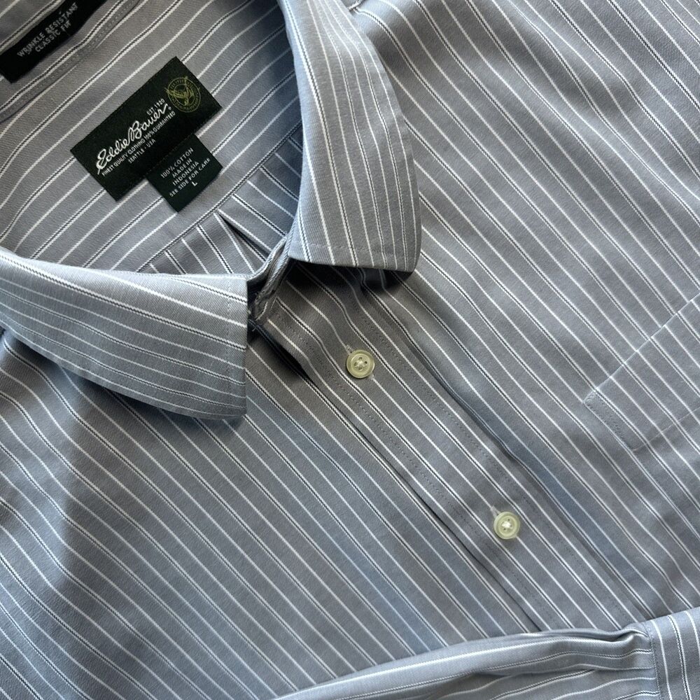 EDDIE BAUER Vintage Relaxed Fit Long Sleeve Button Up Shirt Large Tall Blue